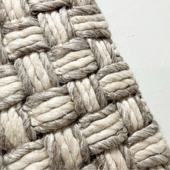 SURYA Gray Ivory Wool Blend Basket Weave Chunky Boho Pillow Cover 20” X 20” - Picture 4 of 8